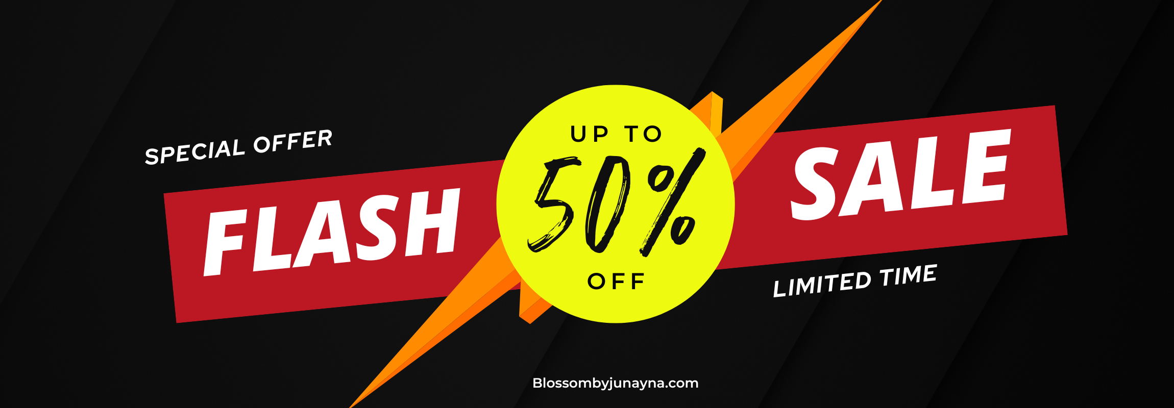 Black and Yellow Modern Flash Sale Banner (2300 x 800 px)