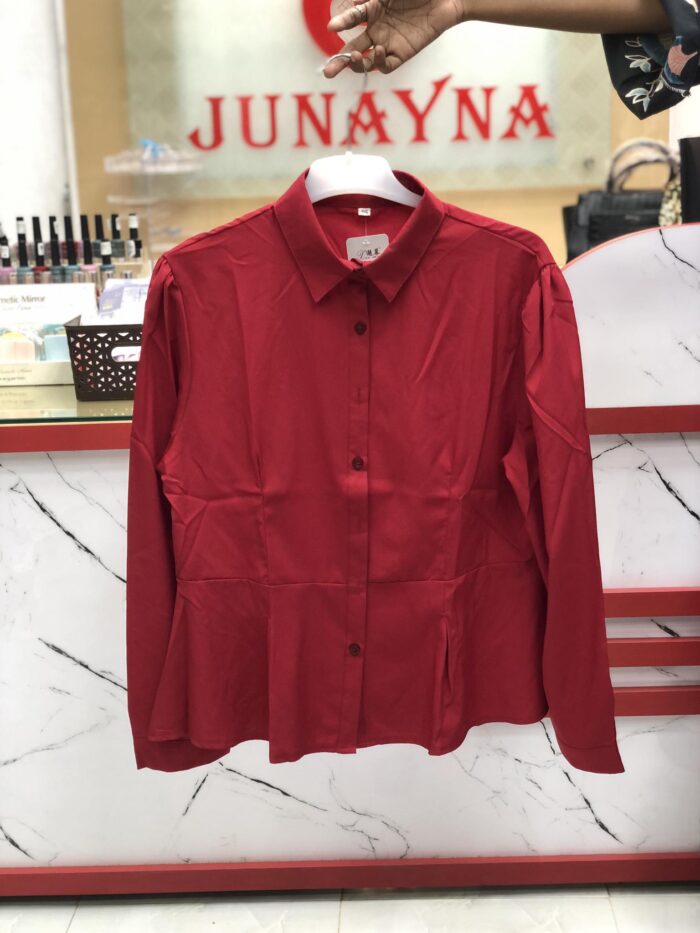 1 Colour Round Pattern Shirt (Red) - Image 2
