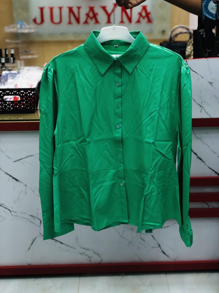 1 Colour Round Pattern Shirt (Green) - Image 2