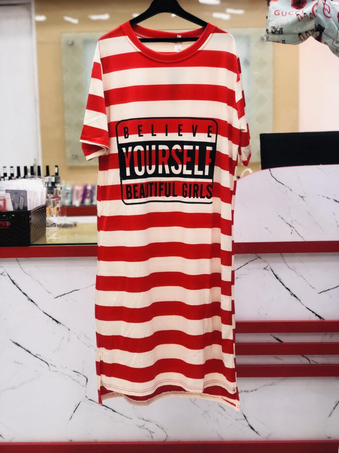 Long Loose Fitting Stripe T-Shirt - Image 2