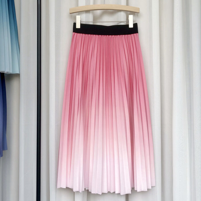 Mid Length Black Waist Pleated Skirt