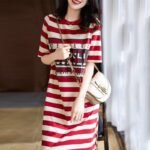 Long Loose Fitting Stripe T-Shirt