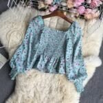 Mini Flower Printed Crop Top ( Light Greenish)