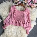 Mini Flower Printed Crop Top (Pink)
