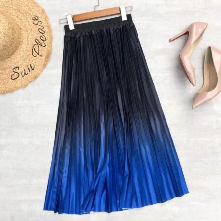 Mid Length 2 in 1 Shaded Pleated Skirt