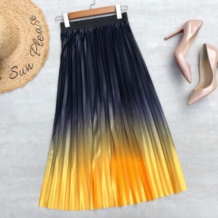 Mid Length 2 in 1 Shaded Pleated Skirt