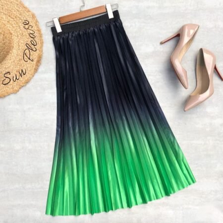 Mid Length 2 in 1 Shaded Pleated Skirt