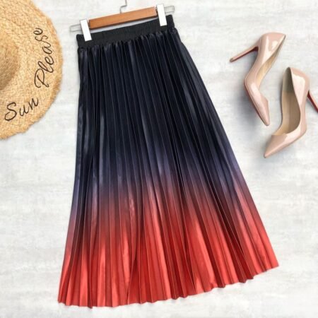 Mid Length 2 in 1 Shaded Pleated Skirt