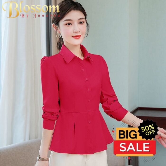 1 Colour Round Pattern Shirt (Red)