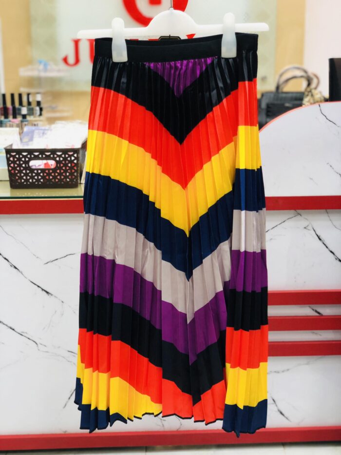 Mid Length Metallic Rainbow Pleated Skirt series 1 - Image 2