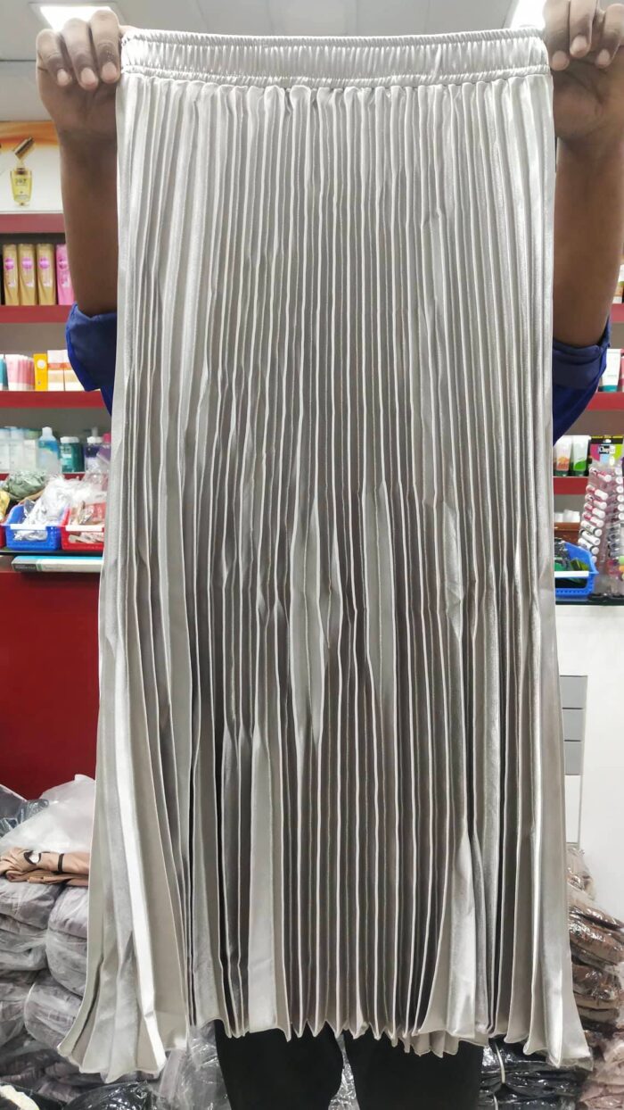 Metallic Mid Length Pleated Skirt Series 2 ( Silver ) - Image 2