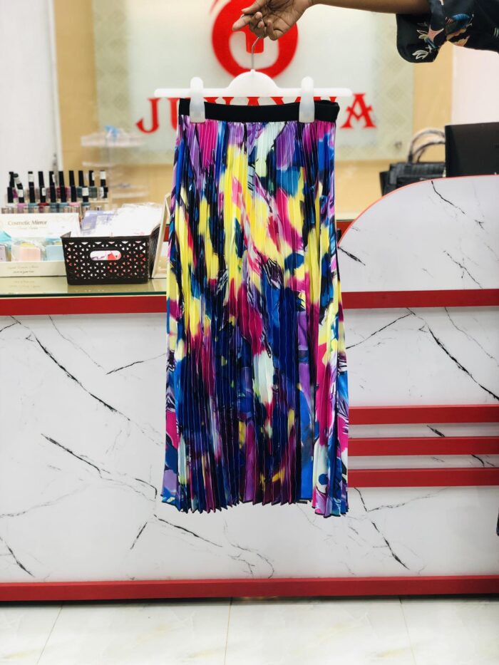 Mid Length Metallic Rainbow Pleated Skirt series 2 - Image 2