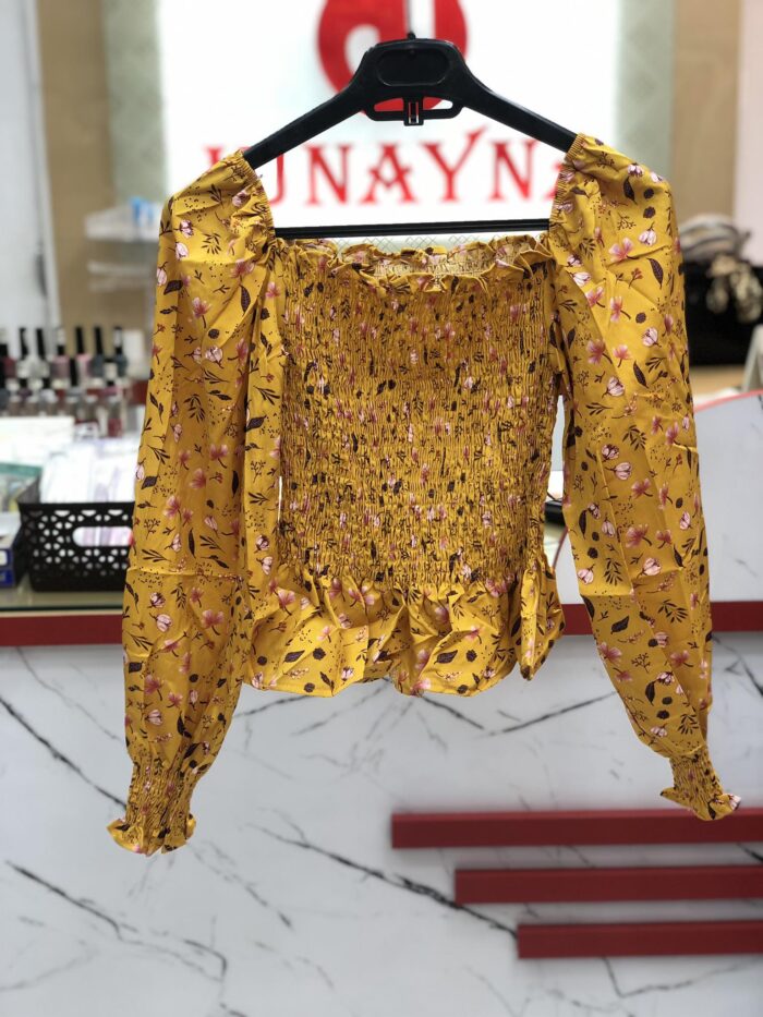 Mini Flower Printed Crop Top (Yellow) - Image 2