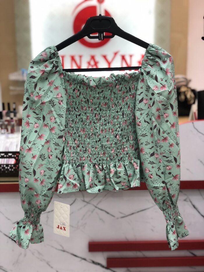Mini Flower Printed Crop Top ( Light Greenish) - Image 2