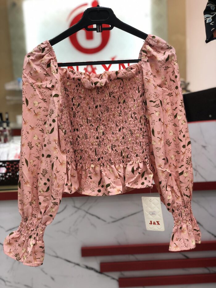 Mini Flower Printed Crop Top (Pink) - Image 2