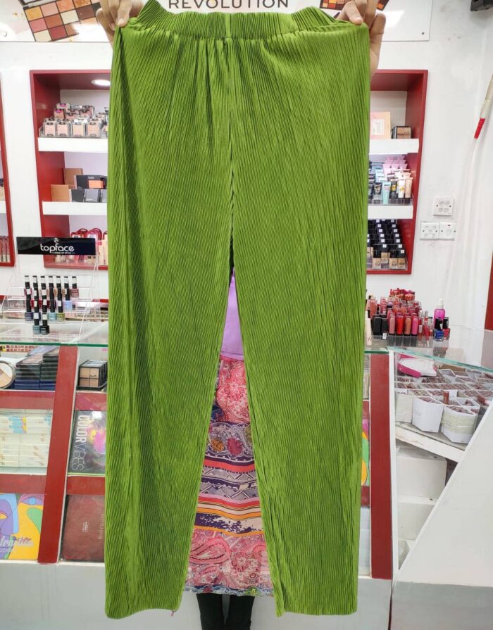 1 Colour Pleated Mopping Pant (Olive) - Image 2