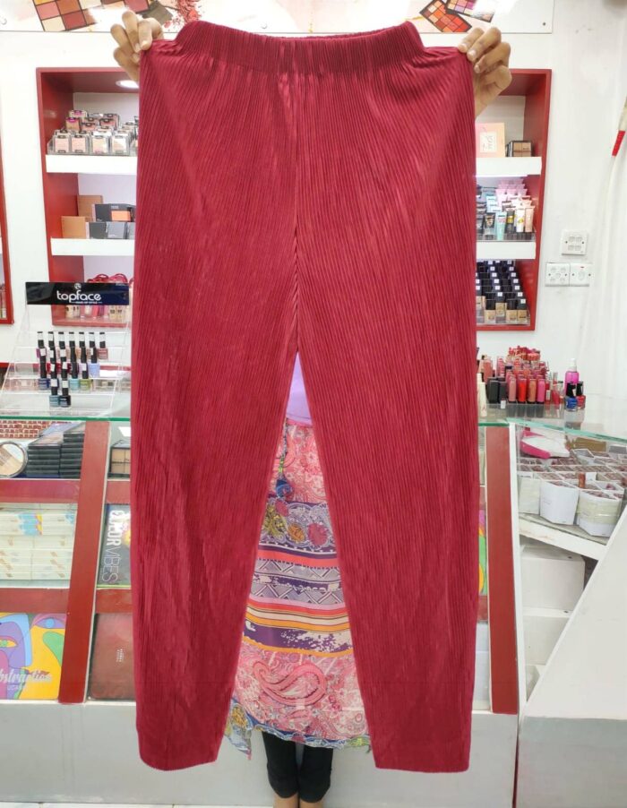 1 Colour Pleated Mopping Pant (Maroon) - Image 2