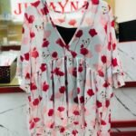 Floral V Neck Round Top With Black Inner (Pink)