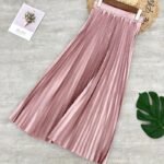 Metallic Mid Length Pleated Skirt Series 2 (Rose Pink )