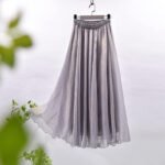 1 Colour Glossy Long Skirt (Ash)