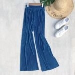 1 Colour Pleated Mopping Pant (Blue)