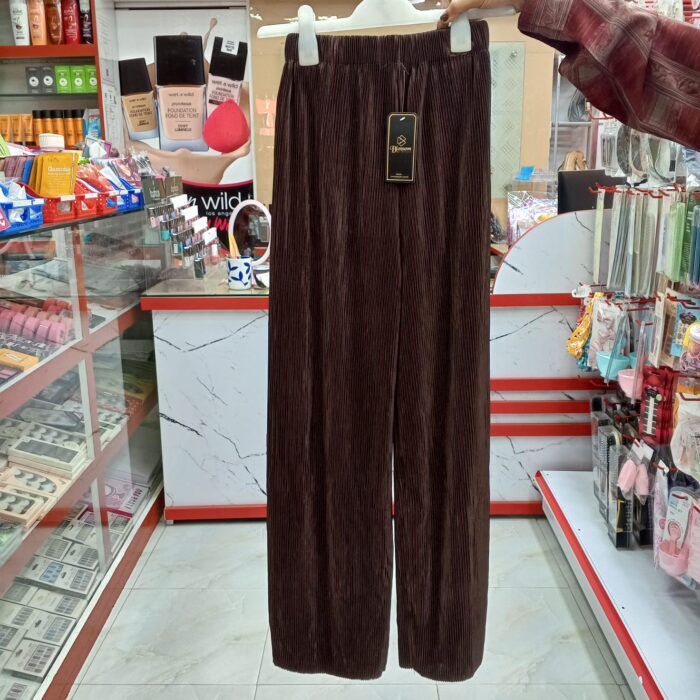 1 Colour Pleated Mopping Pant (Deep Brown) - Image 2