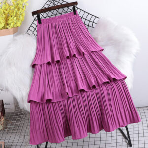 Chiffon 3 Part Pleated Skirt (Pink)