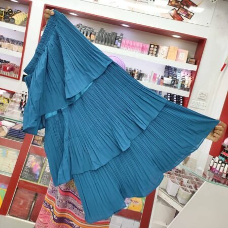 Chiffon 3 Part Pleated Skirt ( Ocean Blue)