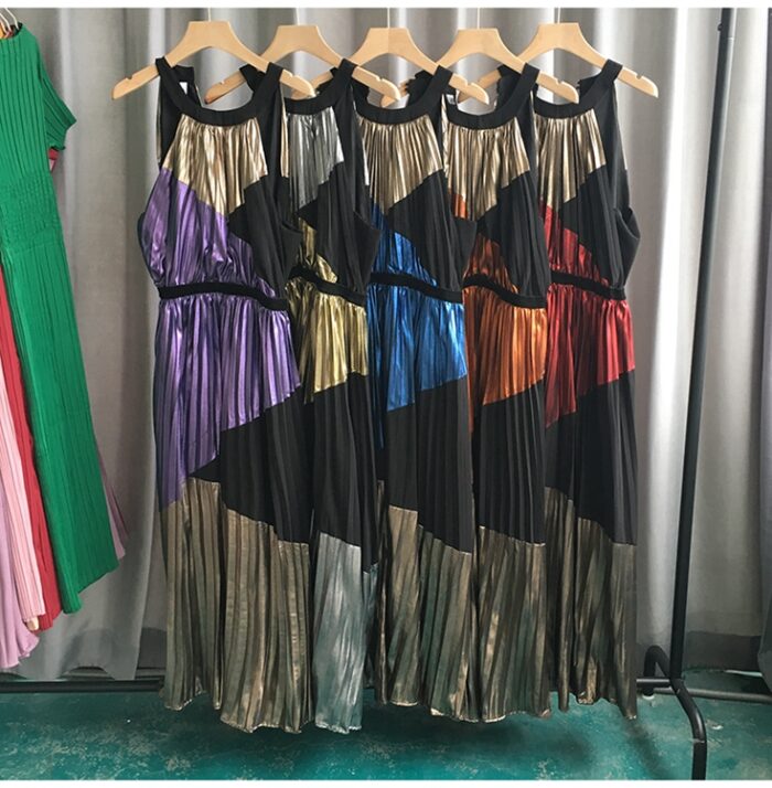 Shoulder Round Neck Sleeveless Dress (Purple) - Image 2