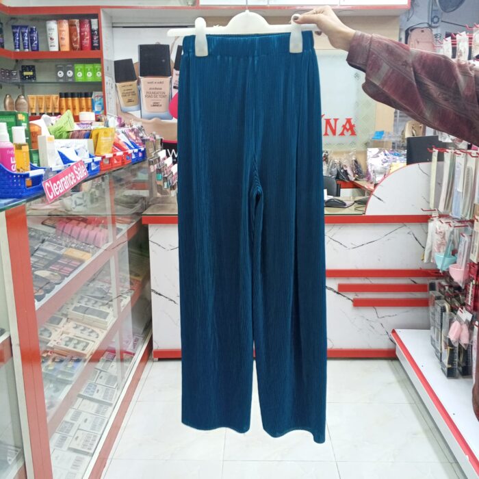 1 Colour Pleated Mopping Pant (Blue) - Image 2