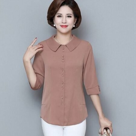 3 Button Style 1 Colour  Round Pattern Shirt (Peach Brown)