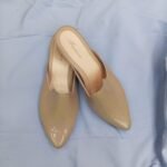 Pointed Head Shallow Mouth Ladies Flat Indoor And Outdoor Half Sandals (Apricot)
