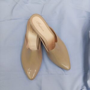 Pointed Head Shallow Mouth Ladies Flat Indoor And Outdoor Half Sandals (Apricot)