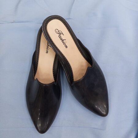 Pointed Head Shallow Mouth Ladies Flat Indoor And Outdoor Half Sandals (Black)