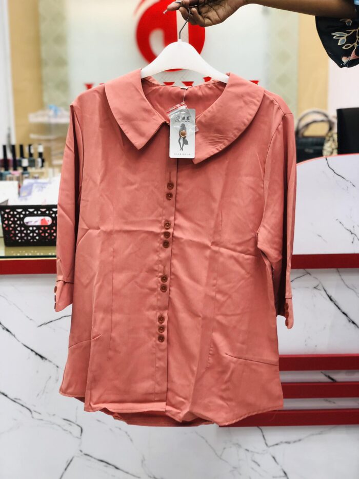 3 Button Style 1 Colour  Round Pattern Shirt (Peach) - Image 2