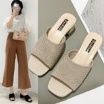 New Korean Style Fish Mouth Flying Woven Sandals (Off White)