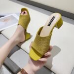 New Korean Style Fish Mouth Flying Woven Sandals (Green)