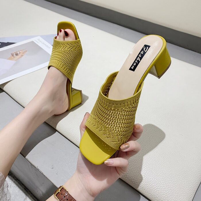 New Korean Style Fish Mouth Flying Woven Sandals (Green)
