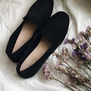 Retro Comfortable New Suede Single Flat Shoes (Black)