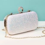 New Fashion Small Fresh Temperament Ladies Chain Clutch (White Orange Mix Color)