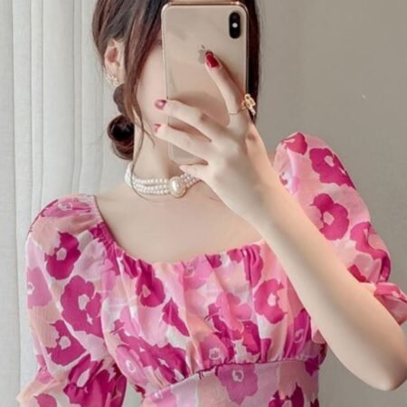 Floral Top With Long Fita (Pink)