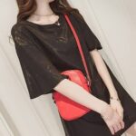 New Style Cool Gloss Solid Color Womens Loose T-shirt (Black )