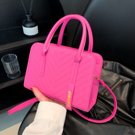 New Niche Stripe Design Texture Simple Fashion Shoulder Bag (Pink)