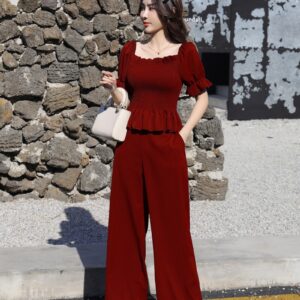 2pcs Crop Top Set (Red)