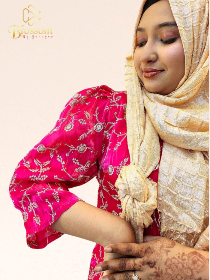 Ghimichu Tissue Sequence Single Kurti (Pink ) - Image 2