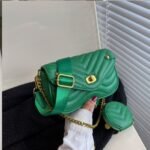 New Bmbroidery Thread Wide Shoulder Strap Single Chain Armpit Bag (Green)