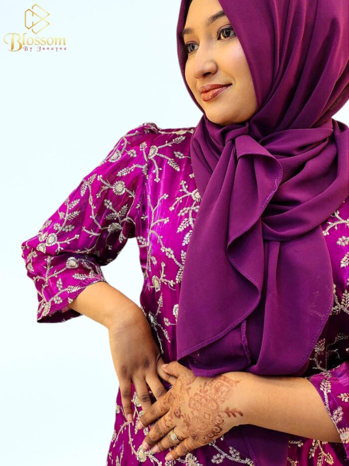 Ghimichu Tissue Sequence Single Kurti (Purple) - Image 3