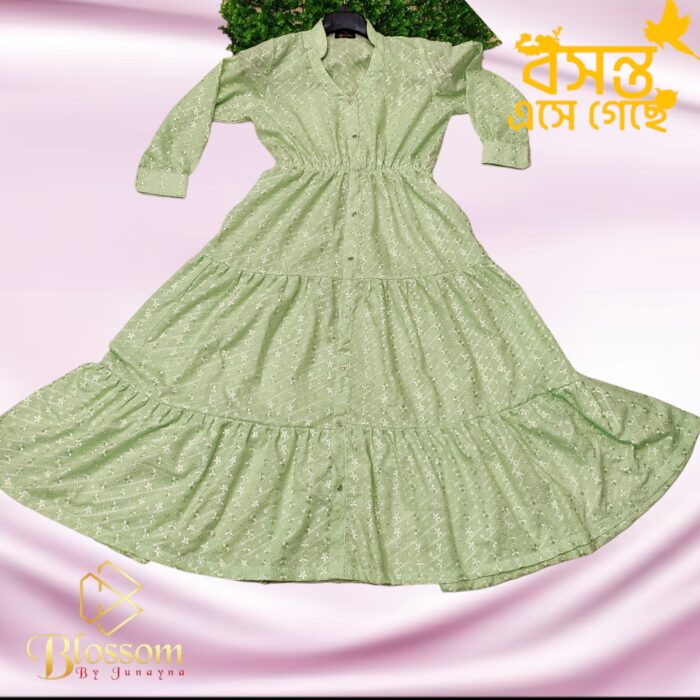 Chicken Fabric long Gown ( Light Green)