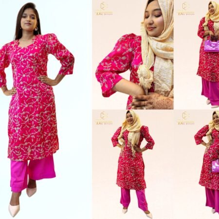 Ghimichu Tissue Sequence Single Kurti (Pink )