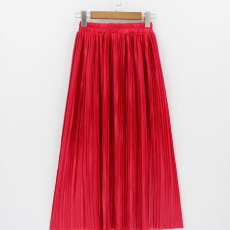 Metallic Mid Length Pleated Skirt Series Cotton ( Mejenda Pink )